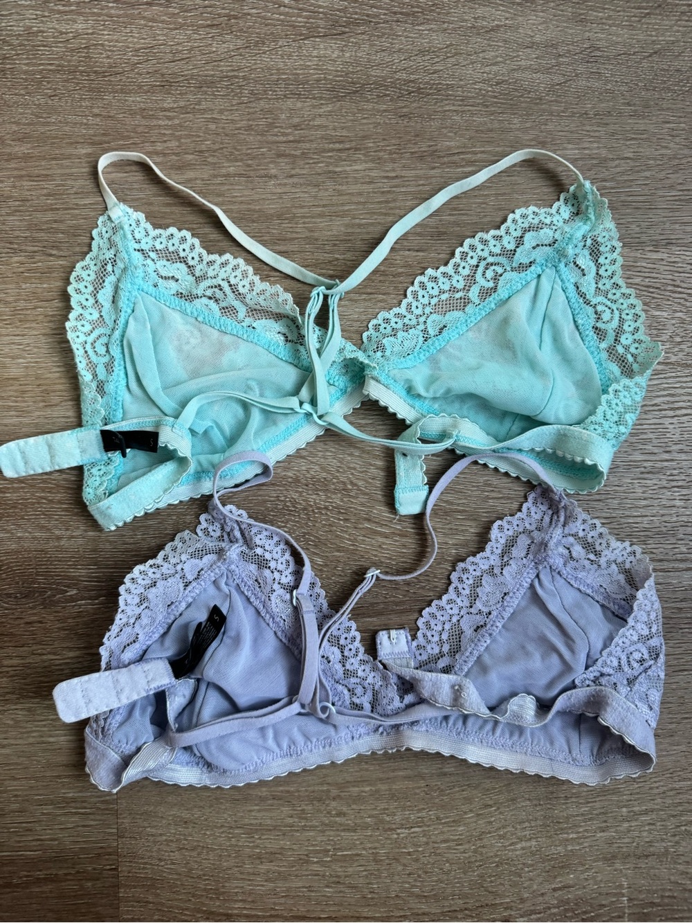 Aritzia Lace Bralette Set in teal and Lavender - Picture 2 of 2